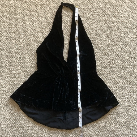Express Crushed Velvet Halter Backless Tank Top Going Out Blouse Size 4 Black - Picture 7 of 12